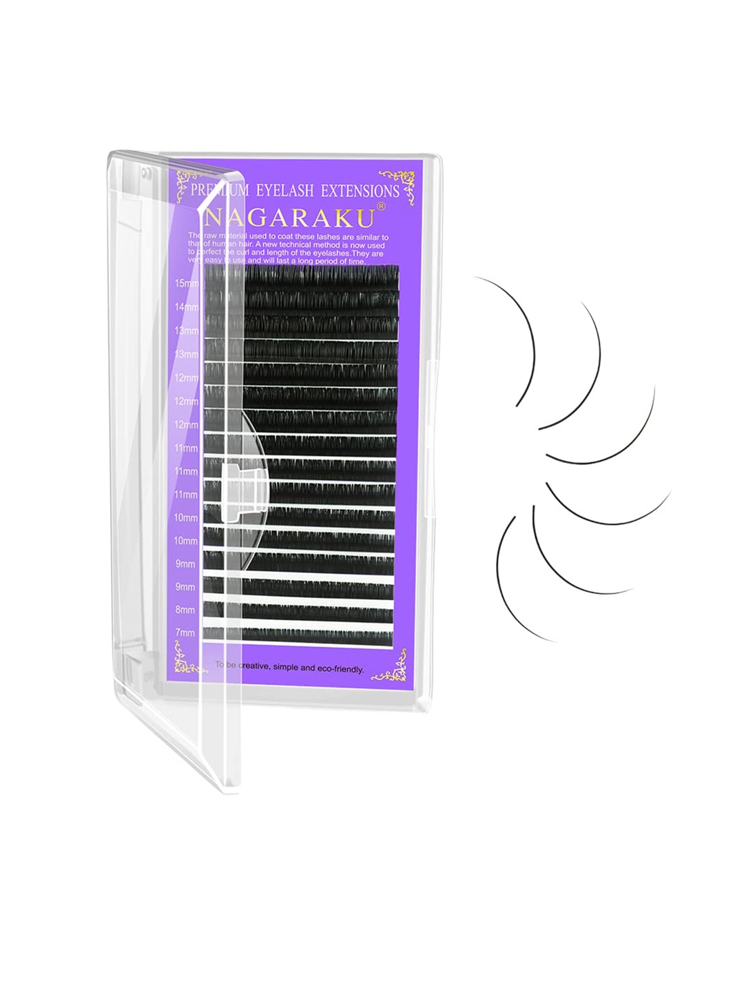 

NAGARAKU Individual Premium Classic Matte Synthetic 16 Rows Eyelash Extensions - Curl C, Black