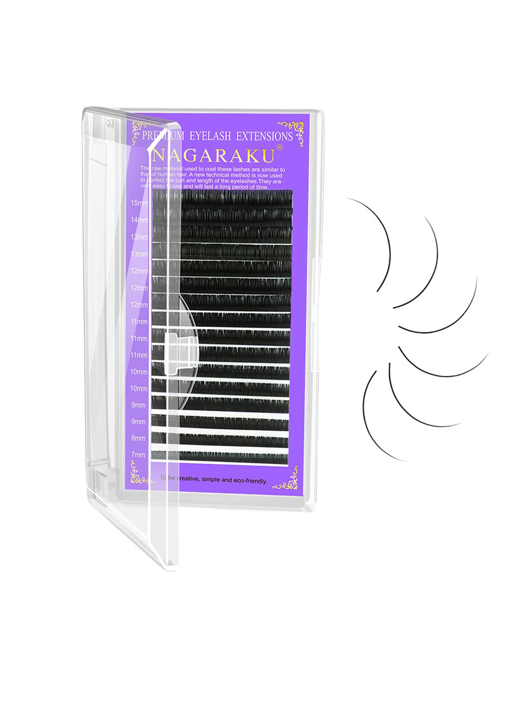 

NAGARAKU Premium Classic Matte Black 16 Rows Synthetic Eyelash Extensions - Curl J