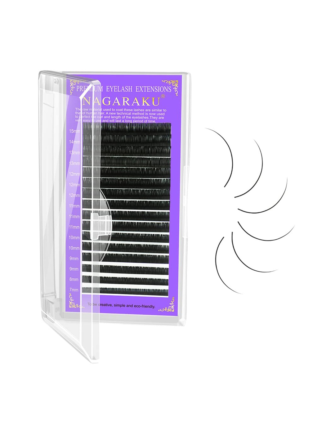 

NAGARAKU Premium Classic Matte Black 16 Rows Synthetic Eyelash Extensions - Curl B