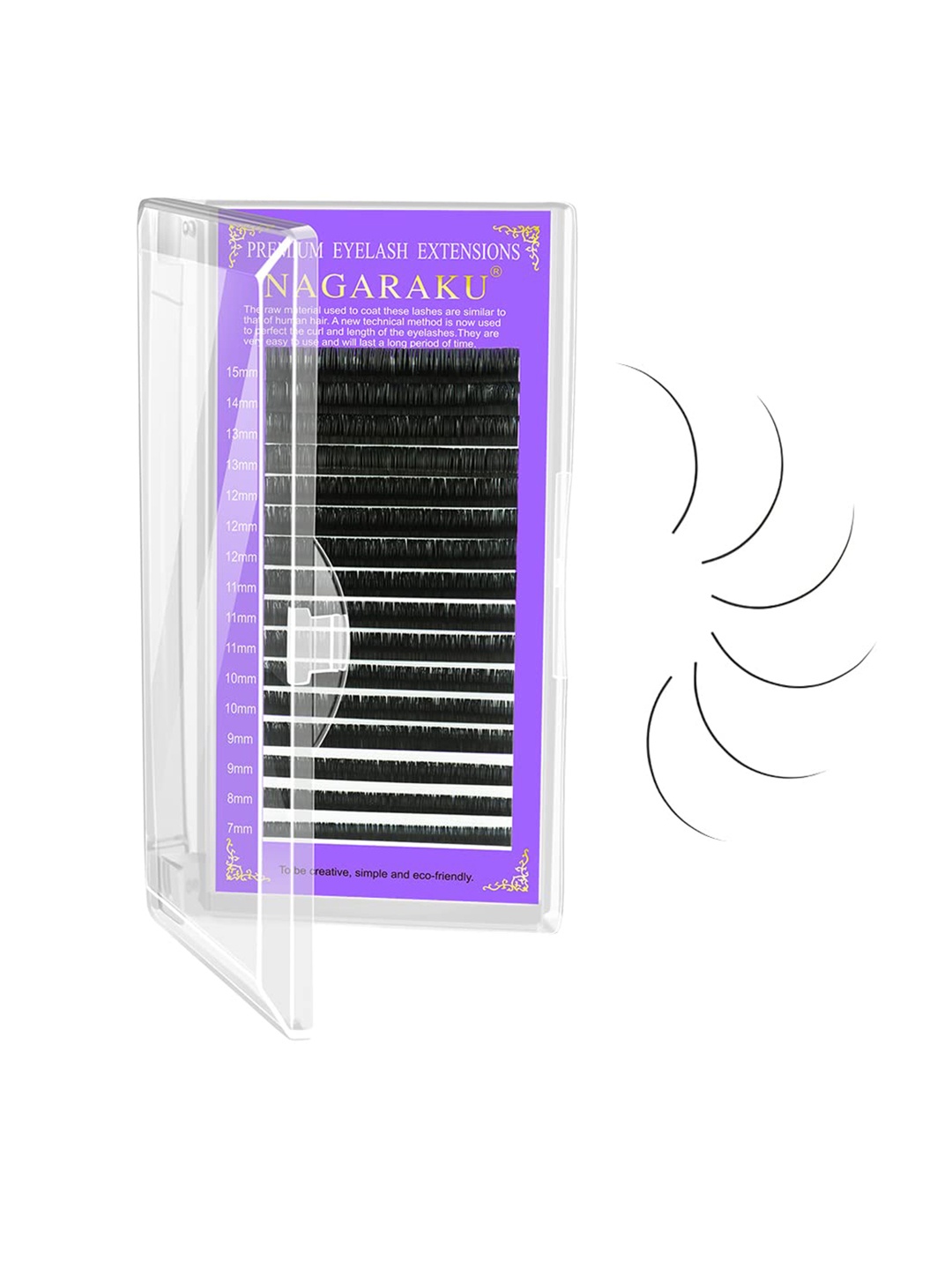 

NAGARAKU Premium Classic Matte Black 16 Rows Synthetic Eyelash Extensions - Curl C