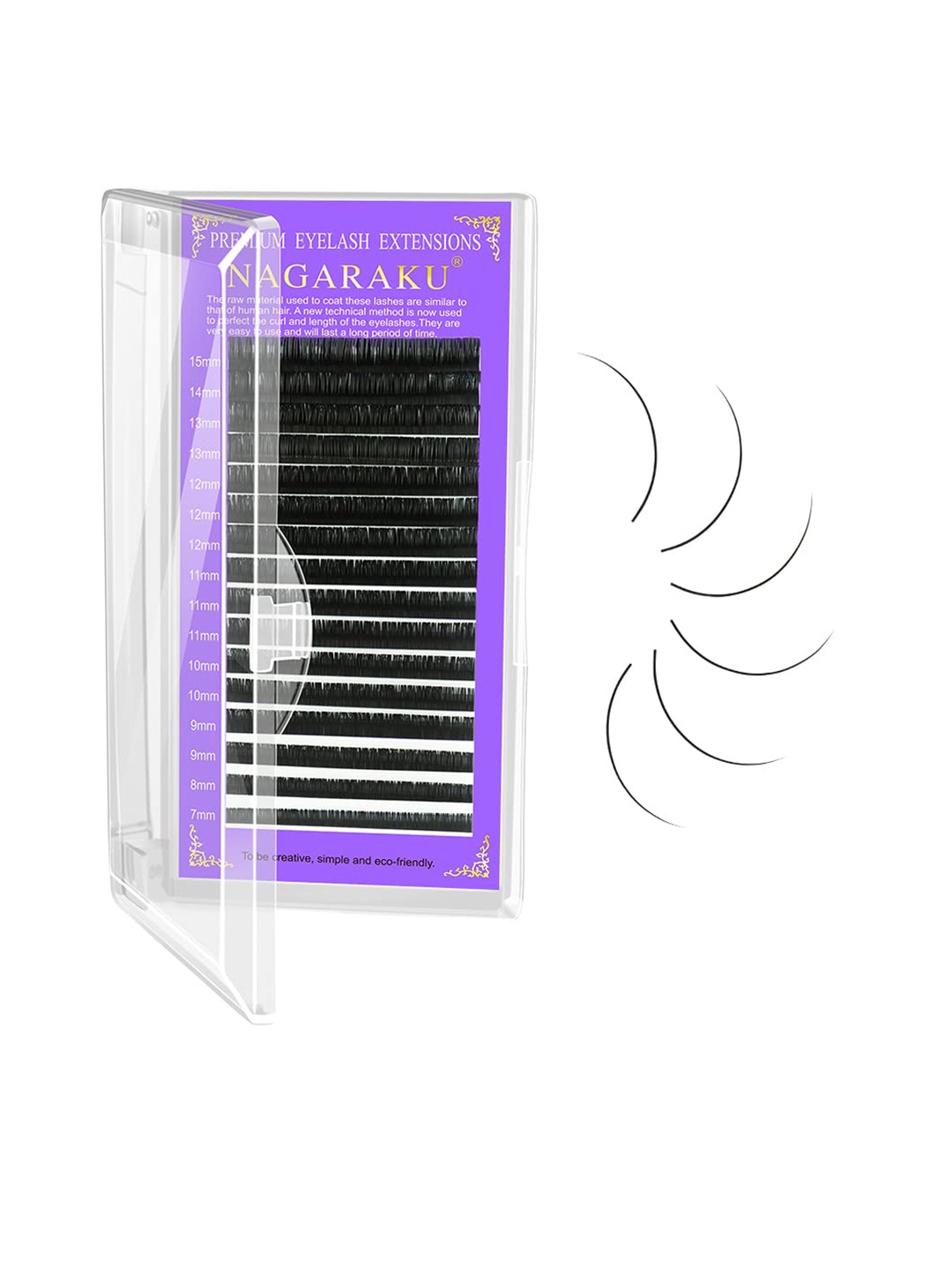 

NAGARAKU Premium Classic Matte Black 16 Rows Synthetic Eyelash Extensions - Curl D