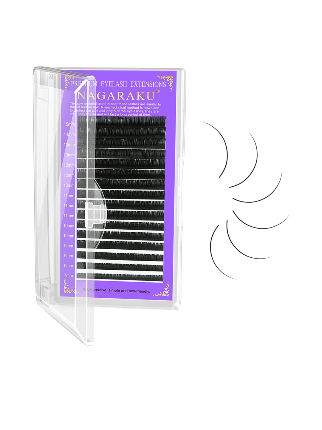 

NAGARAKU Premium Classic Matte Black 16 Rows Synthetic Eyelash Extensions - Curl D