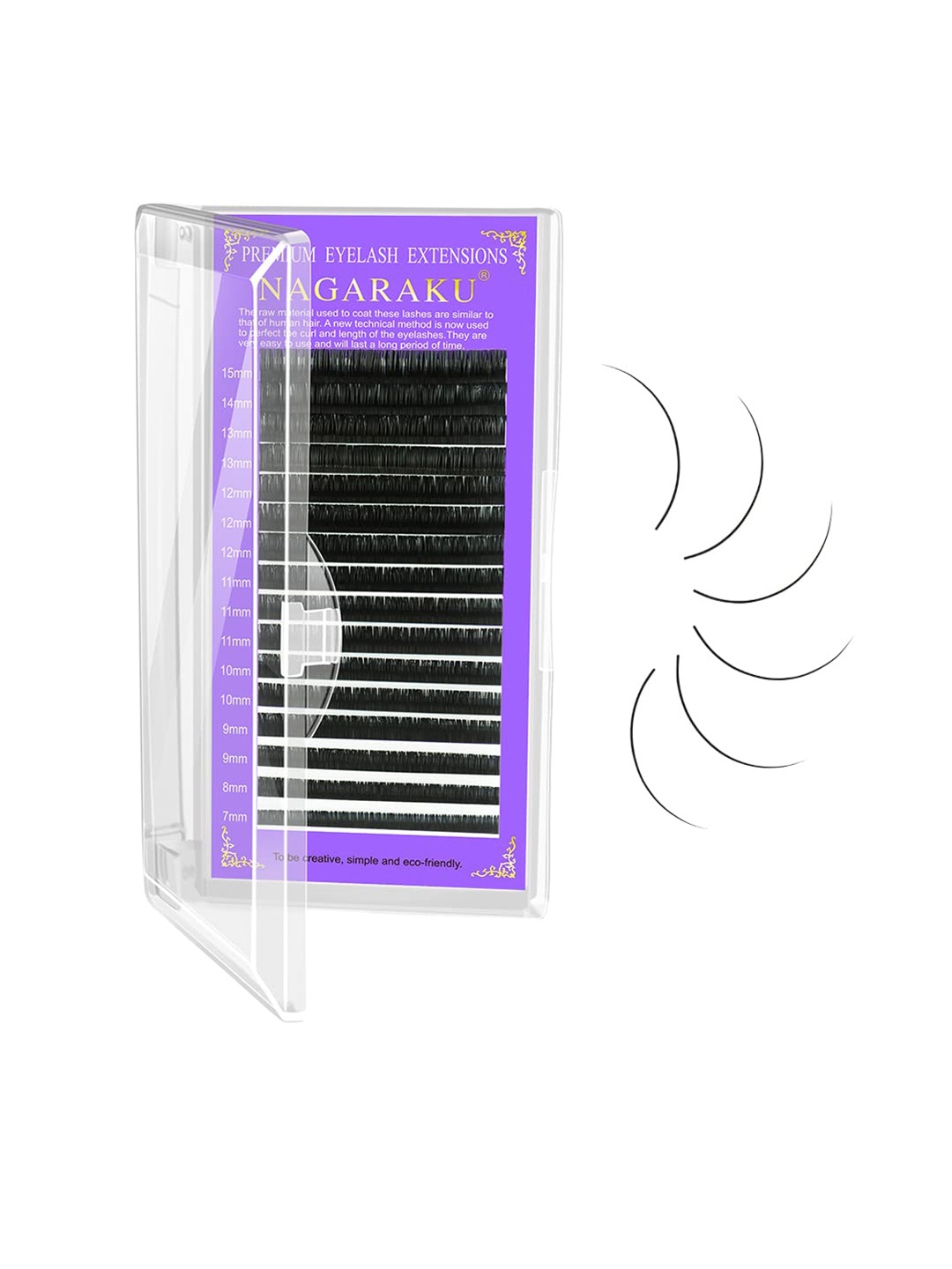 

NAGARAKU Premium Classic Matte Black 16 Rows Synthetic Eyelash Extensions - Curl D