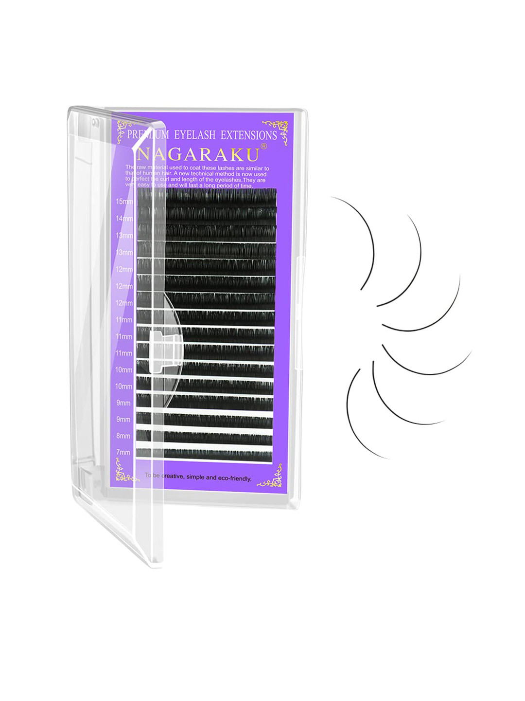 

NAGARAKU Premium Classic Matte Black 16 Rows Eyelash Extensions - Curl C 0.12/8