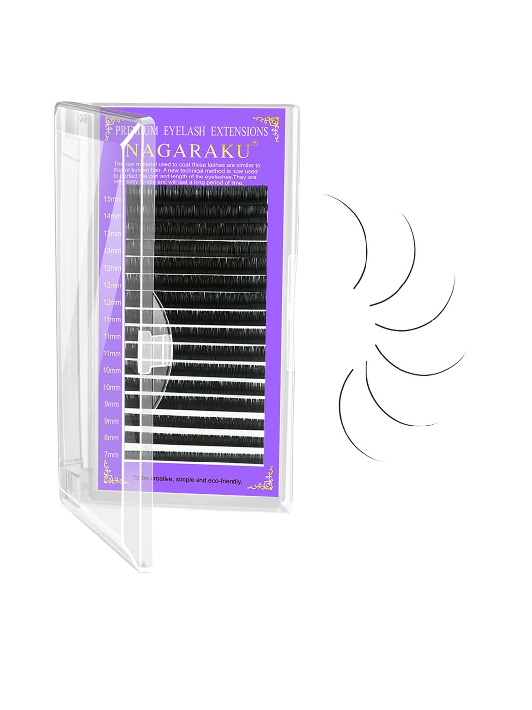

NAGARAKU Premium Classic Matte Black 16 Rows Eyelash Extensions - Curl C 0.25/13