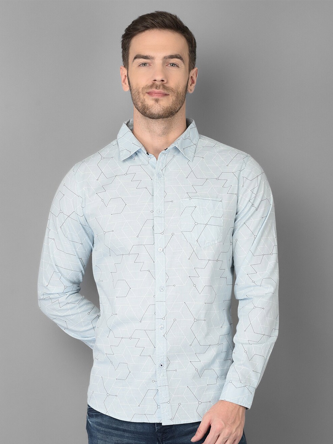 

Canary London Men Blue Smart Slim Fit Printed Casual Shirt