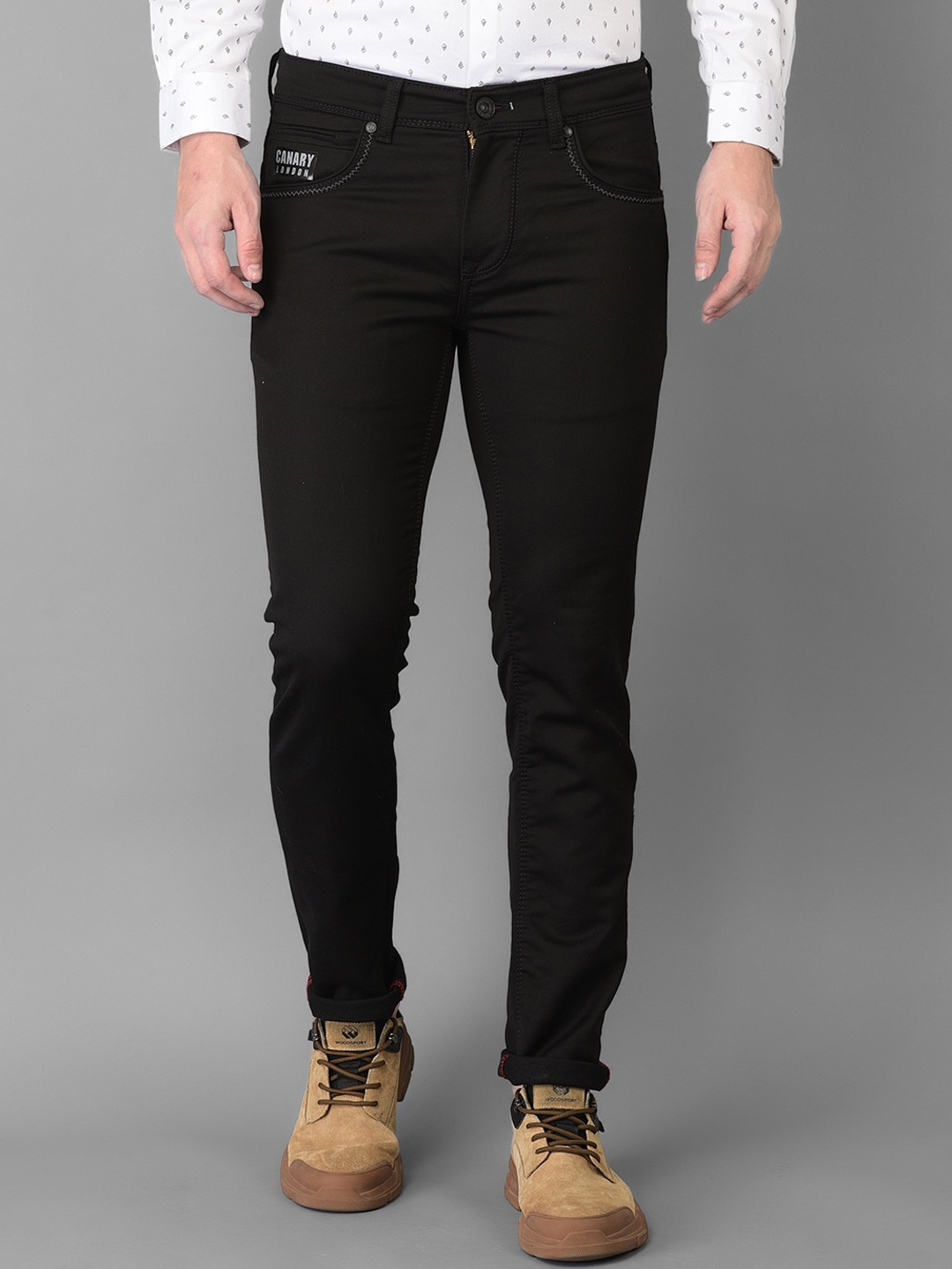

Canary London Men Black Smart Skinny Fit Low-Rise Stretchable Jeans
