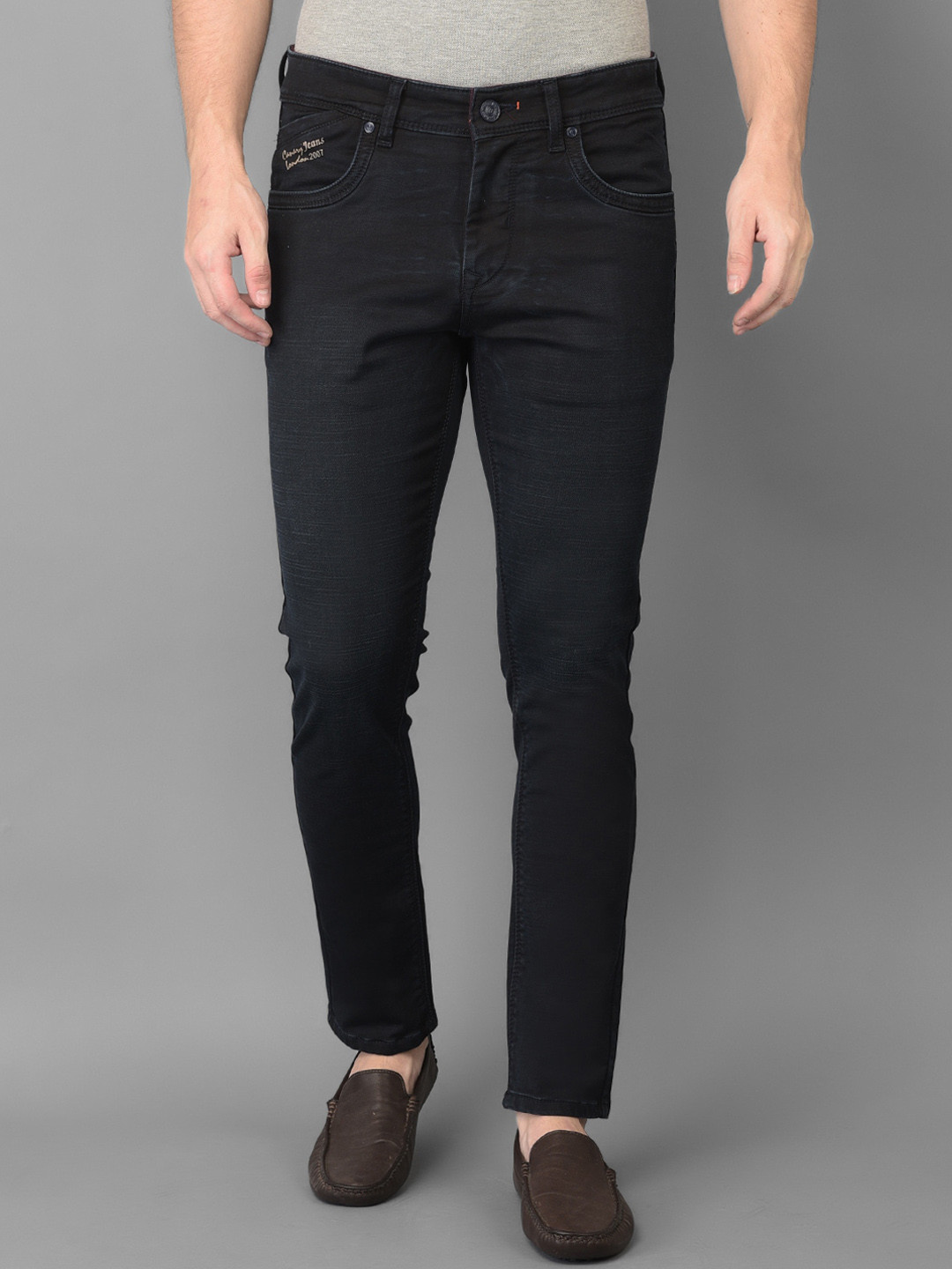

Canary London Men Blue Smart Tapered Fit Low-Rise Stretchable Jeans