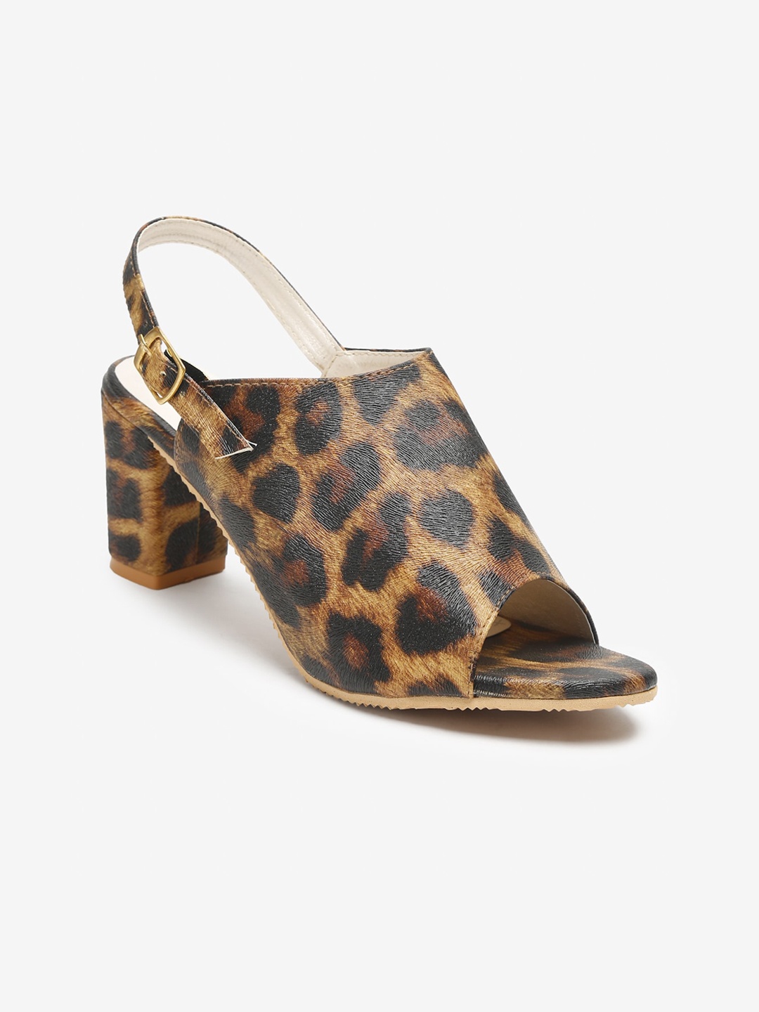 

Misto Brown Animal Printed Block Mules