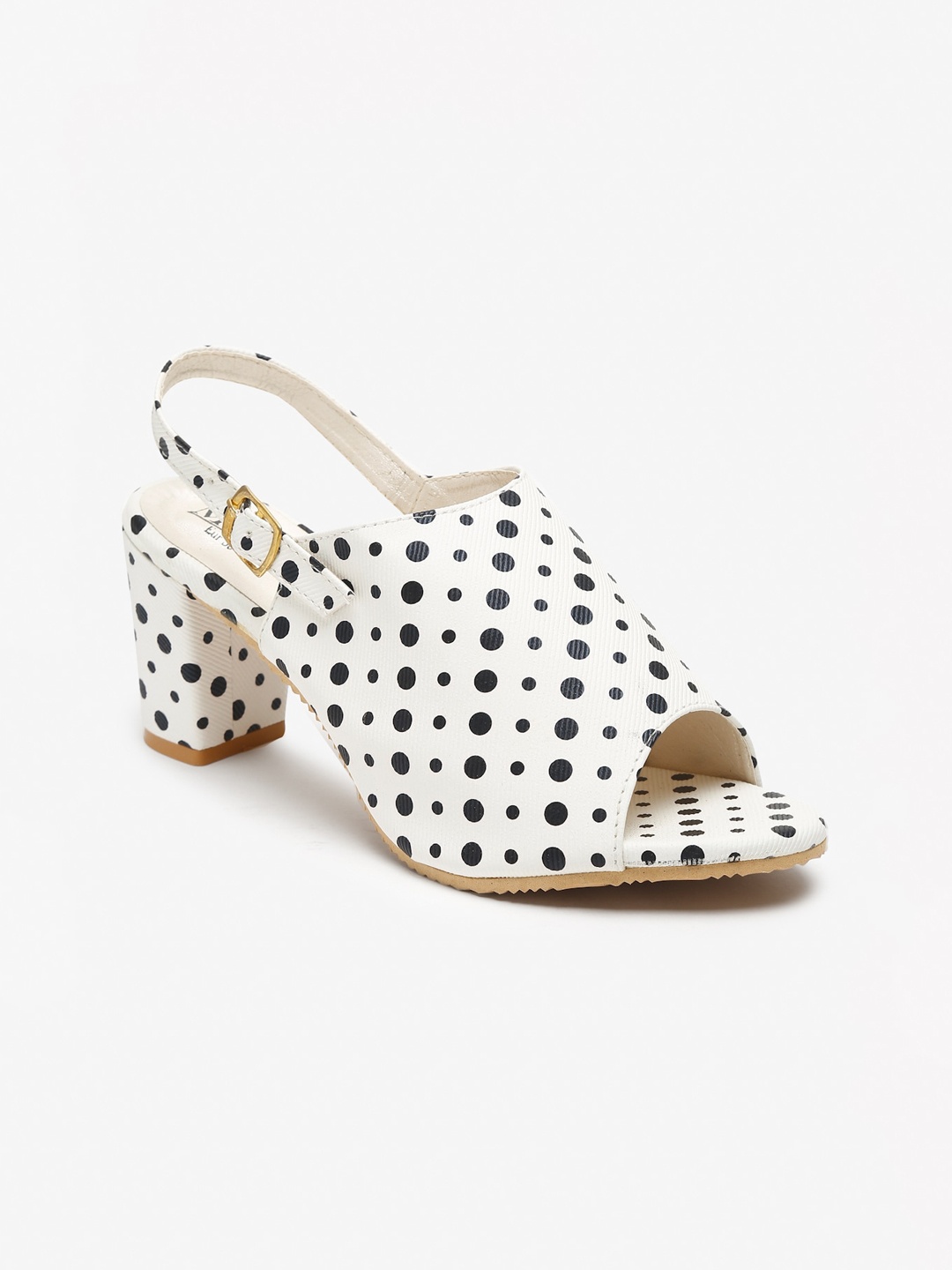 

Misto White Printed Block Mules
