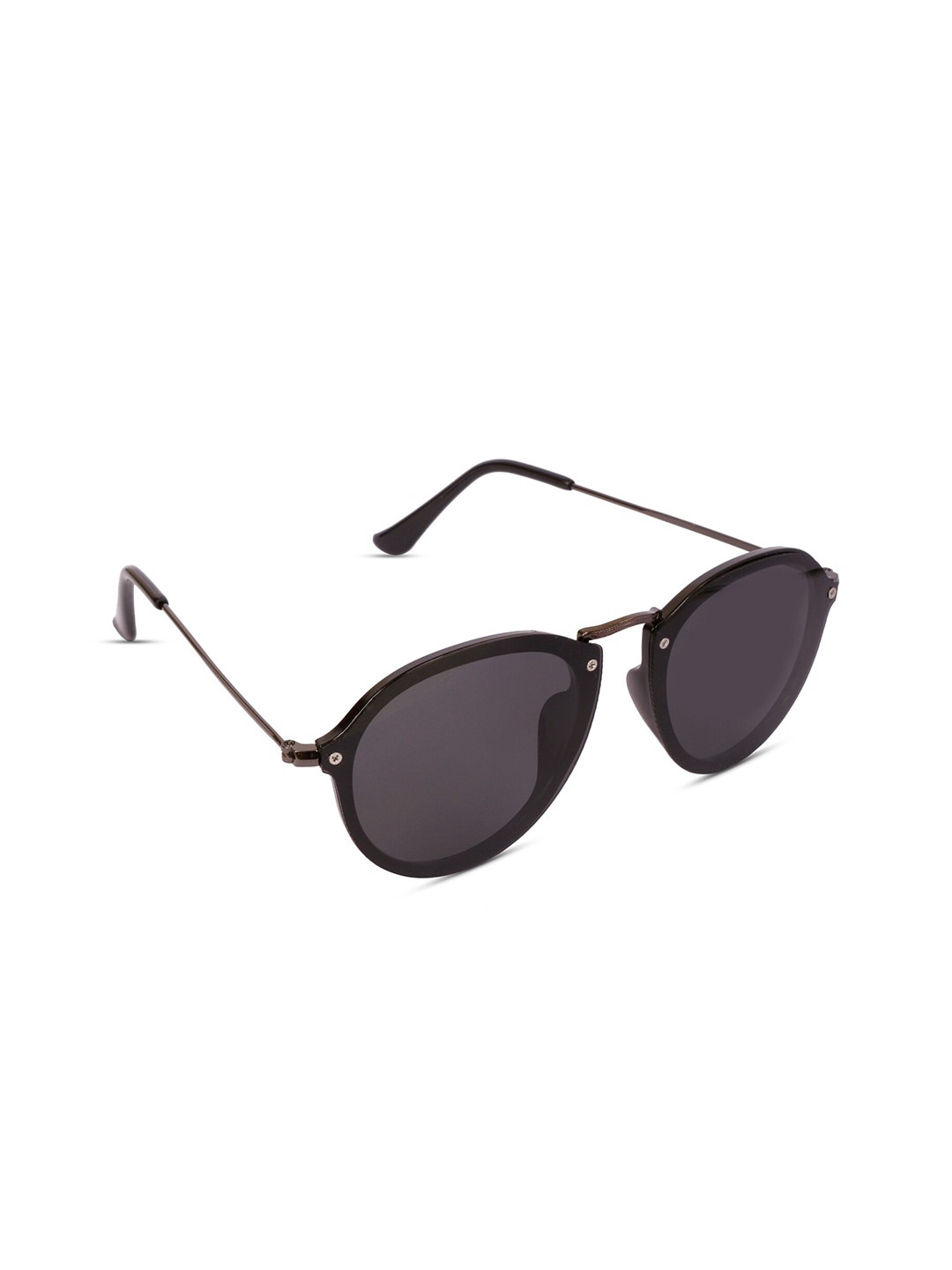 

SUNNIES Unisex Black Lens & Black Round Sunglasses with Polarised and UV Protected Lens