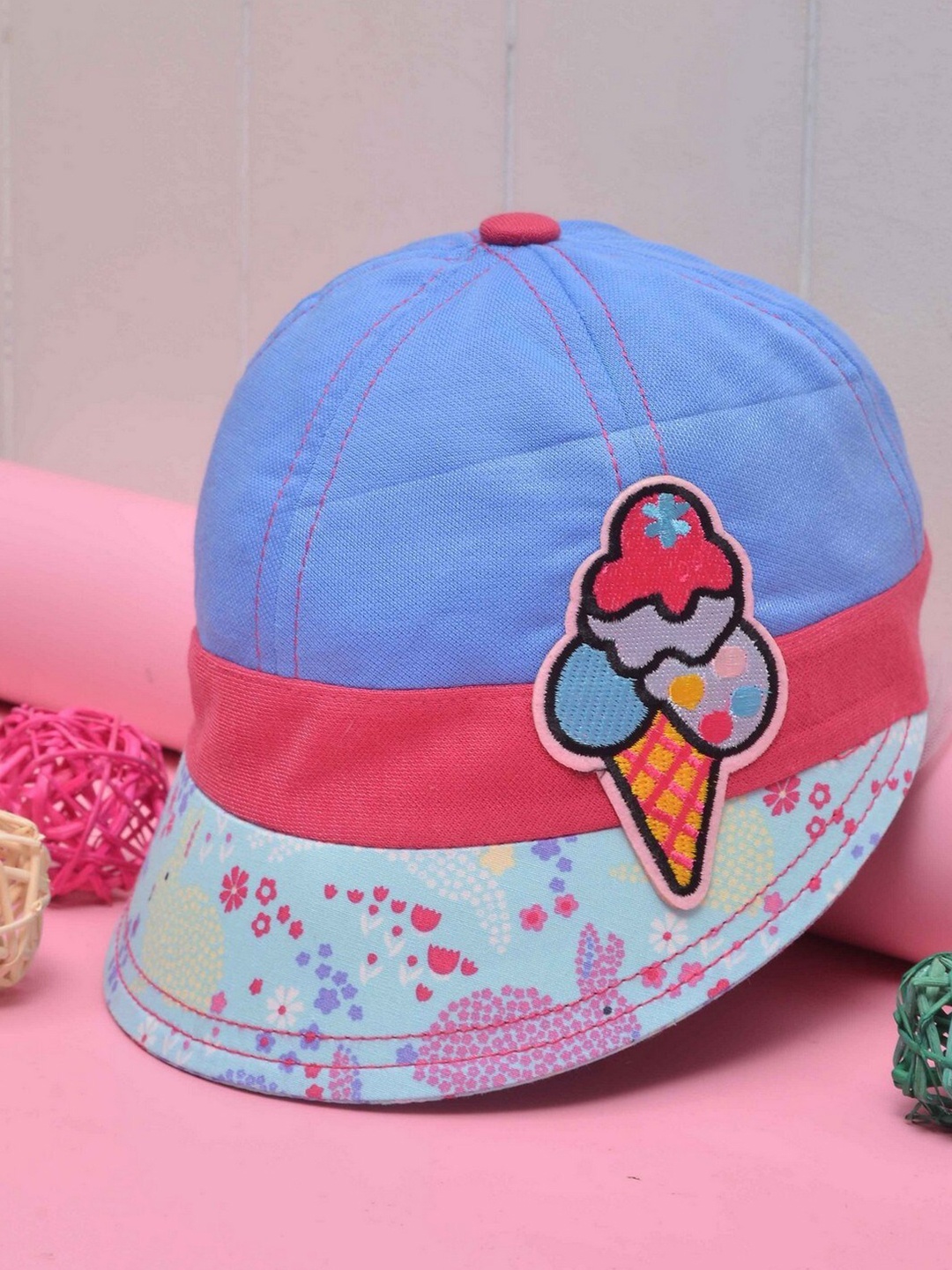 

POPLINS Unisex Kids Blue & Red Baseball Cap