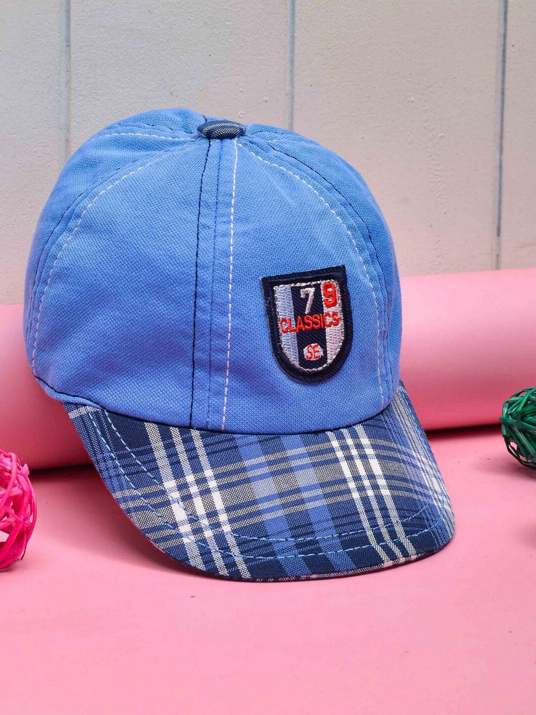

POPLINS Unisex Kids Blue & White Printed Baseball Cap