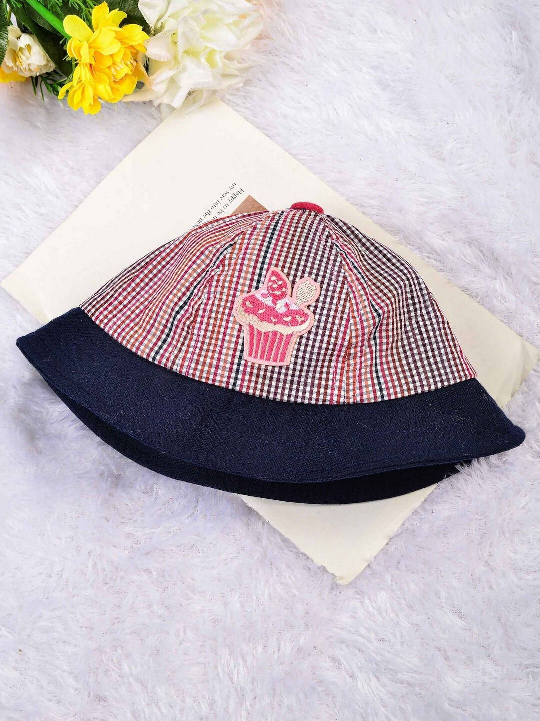 

POPLINS Unisex Kids Navy Blue & Pink Printed Beanie