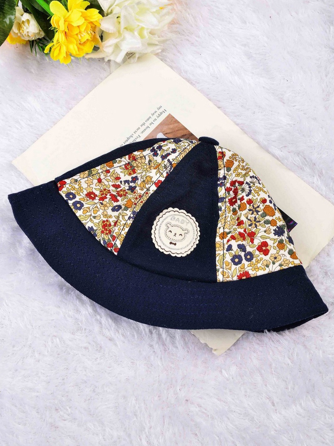 

POPLINS Unisex Kids Navy Blue & Off White Printed Beanie