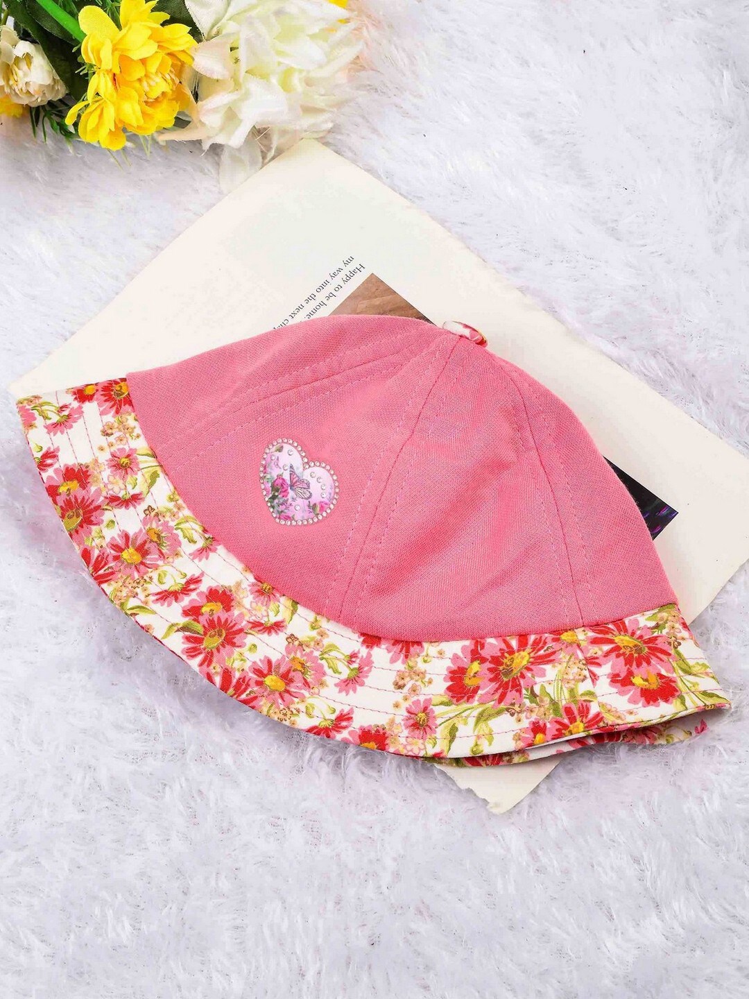 

POPLINS Unisex Kids Pink & White Printed Beanie