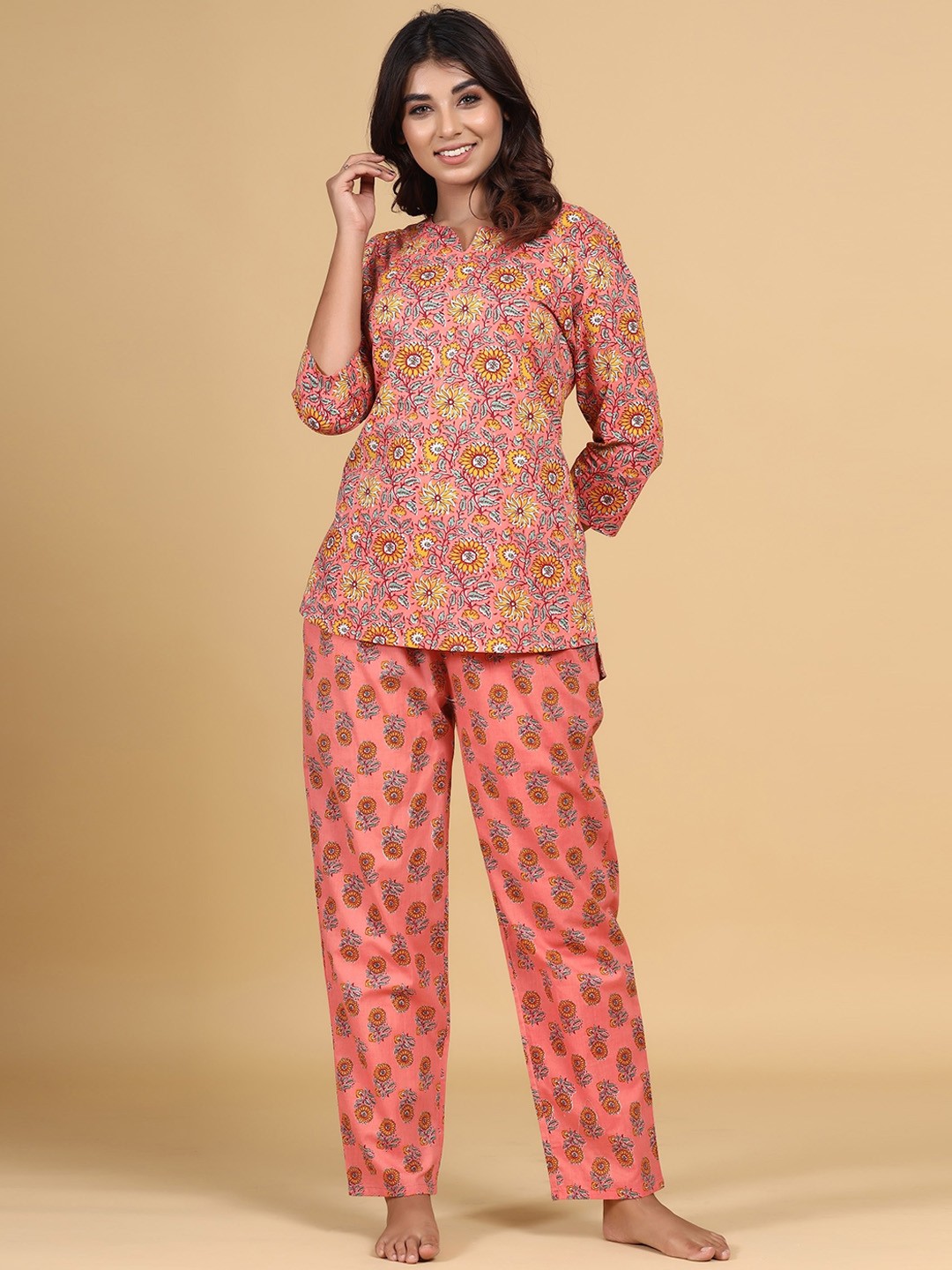 

mirari Women Orange Printed Night suit