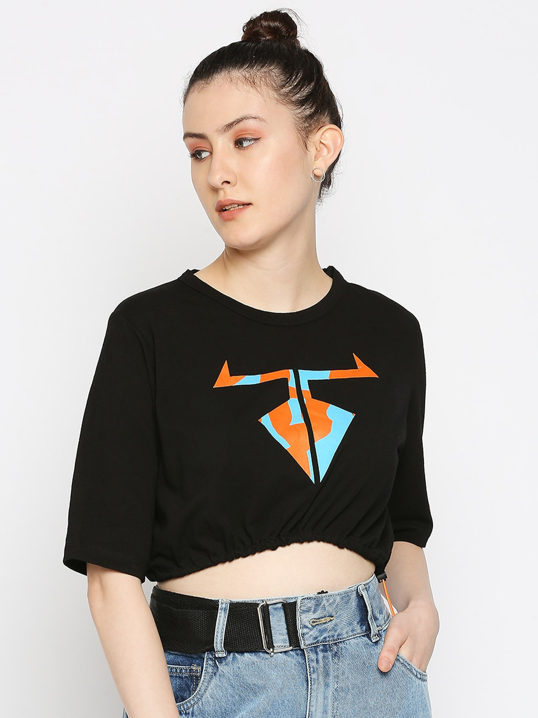 

Disrupt Women Black Printed Boxy T-shirt