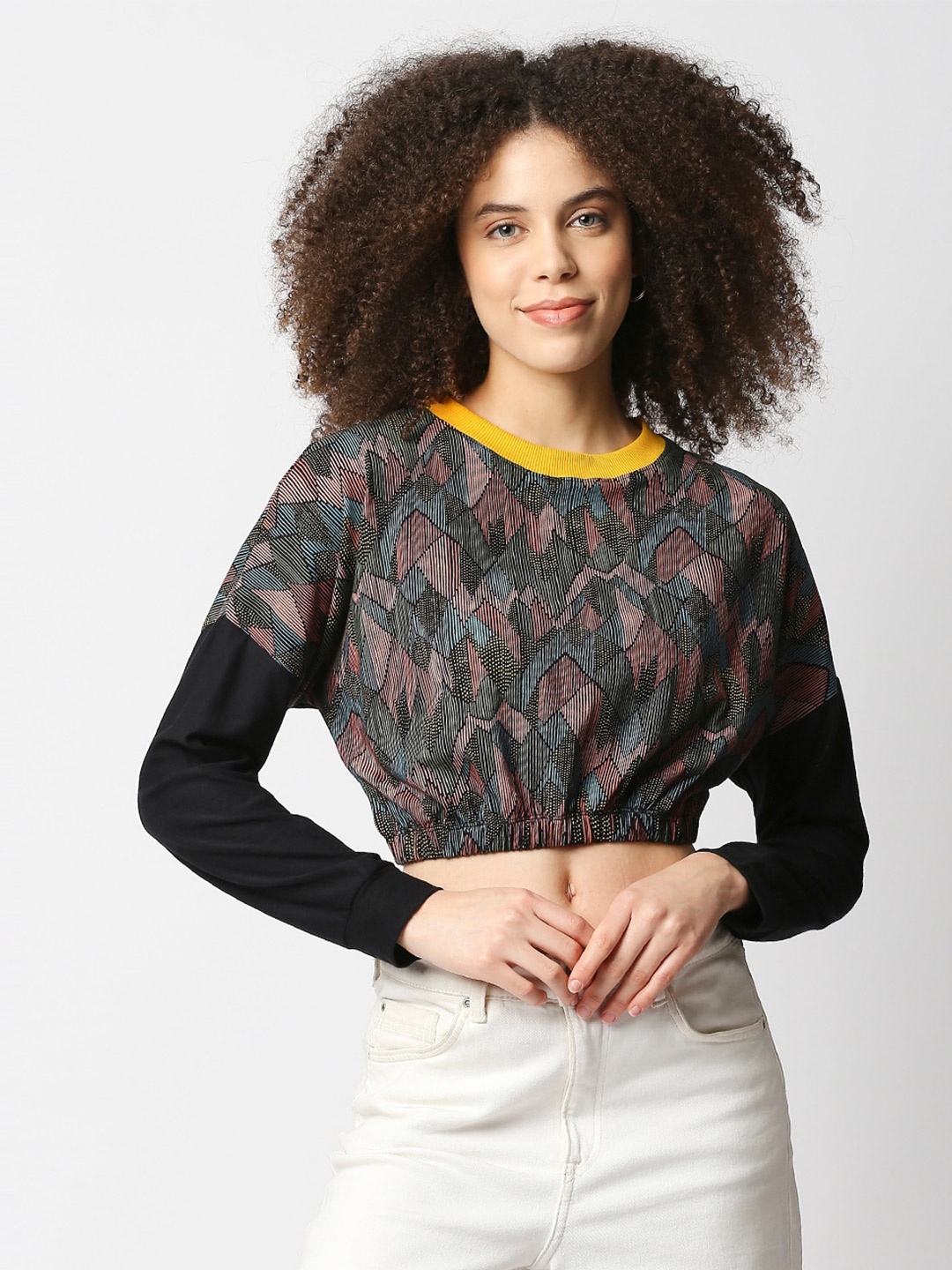 

Disrupt Women Black Printed Cropped T-shirt