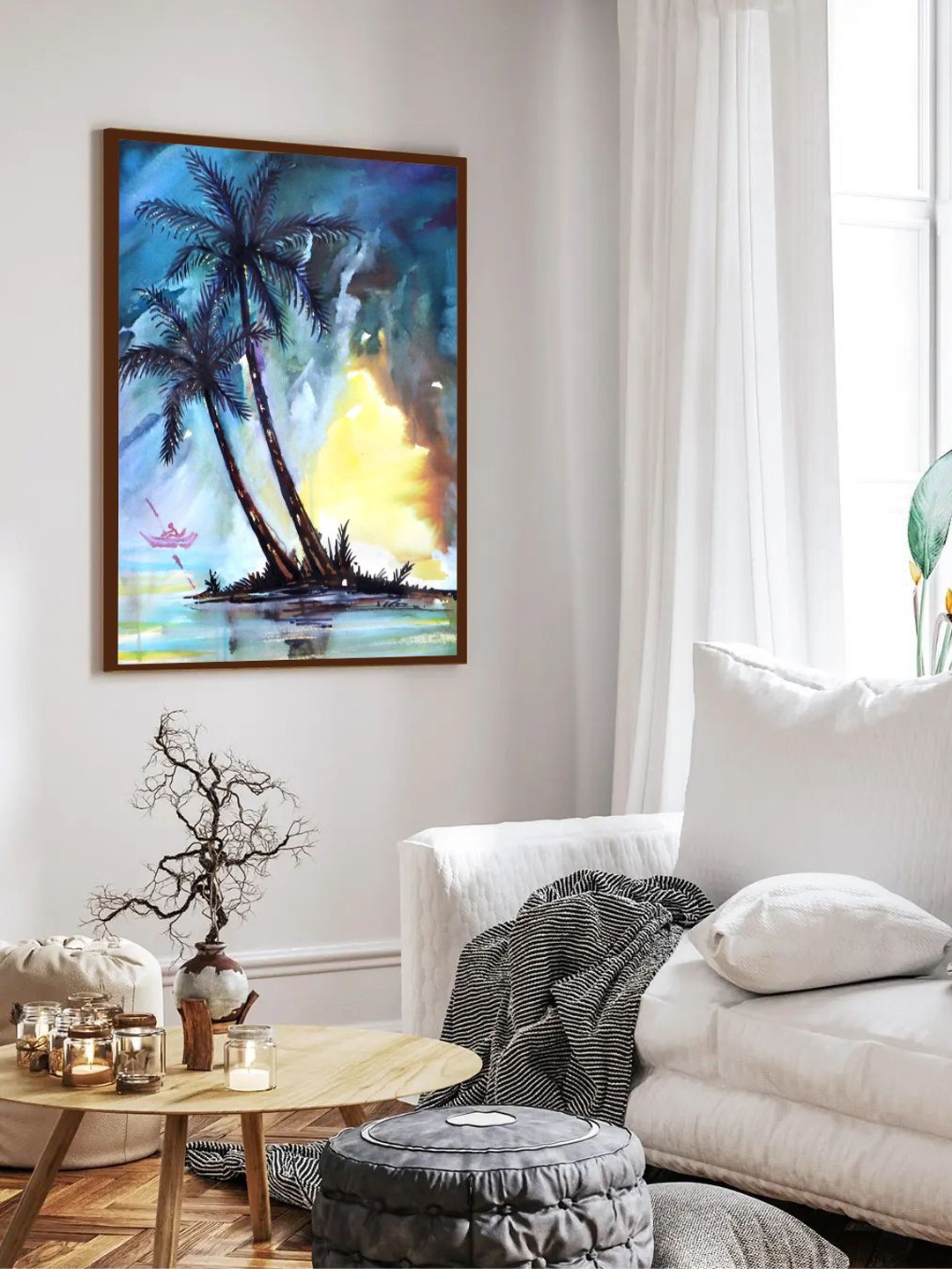 

The Art House Unisex Blue & Yellow Abstract Framed Wall Painting