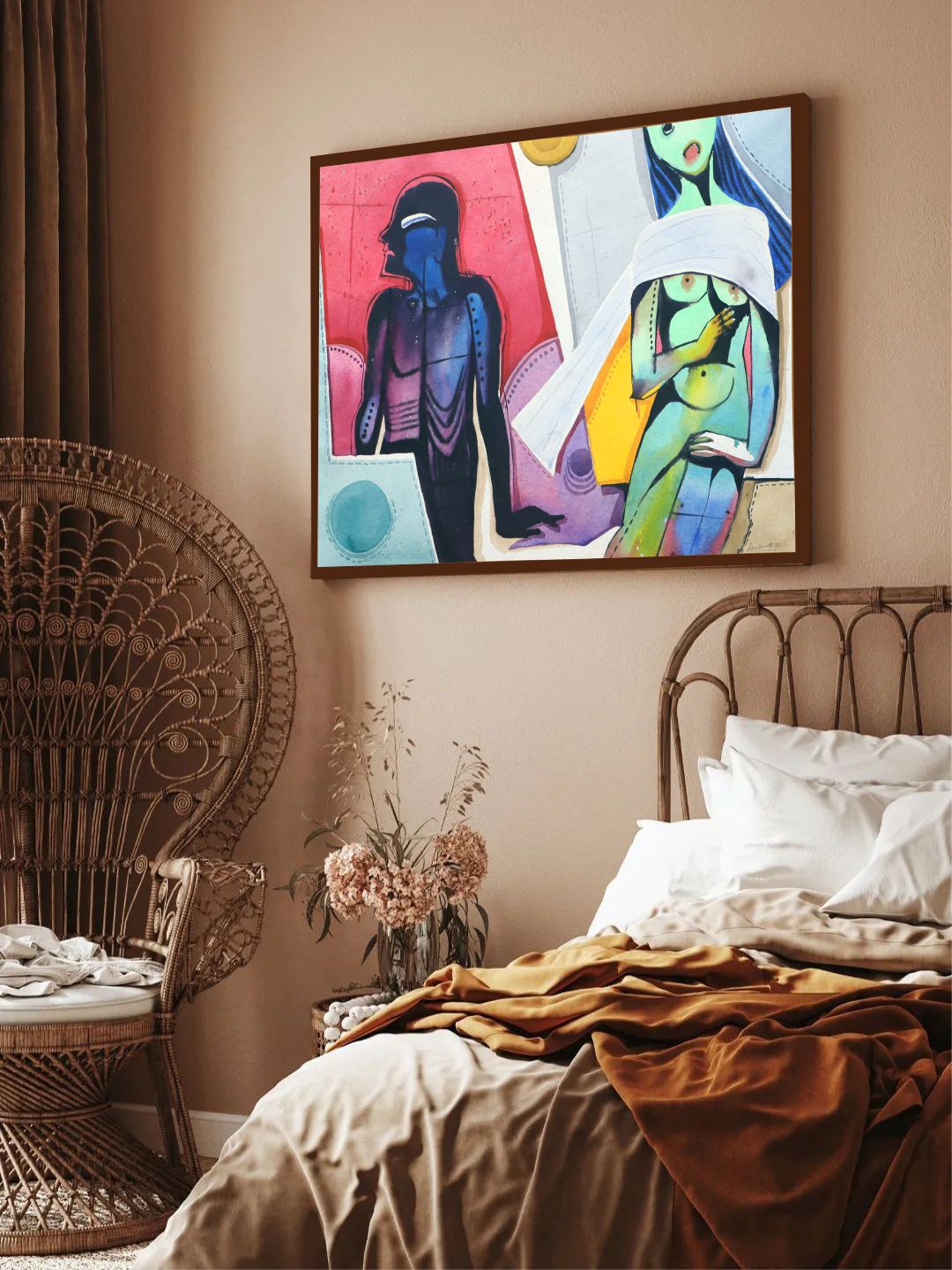 

The Art House Red & Blue Abstract Painting Framed Wall Art