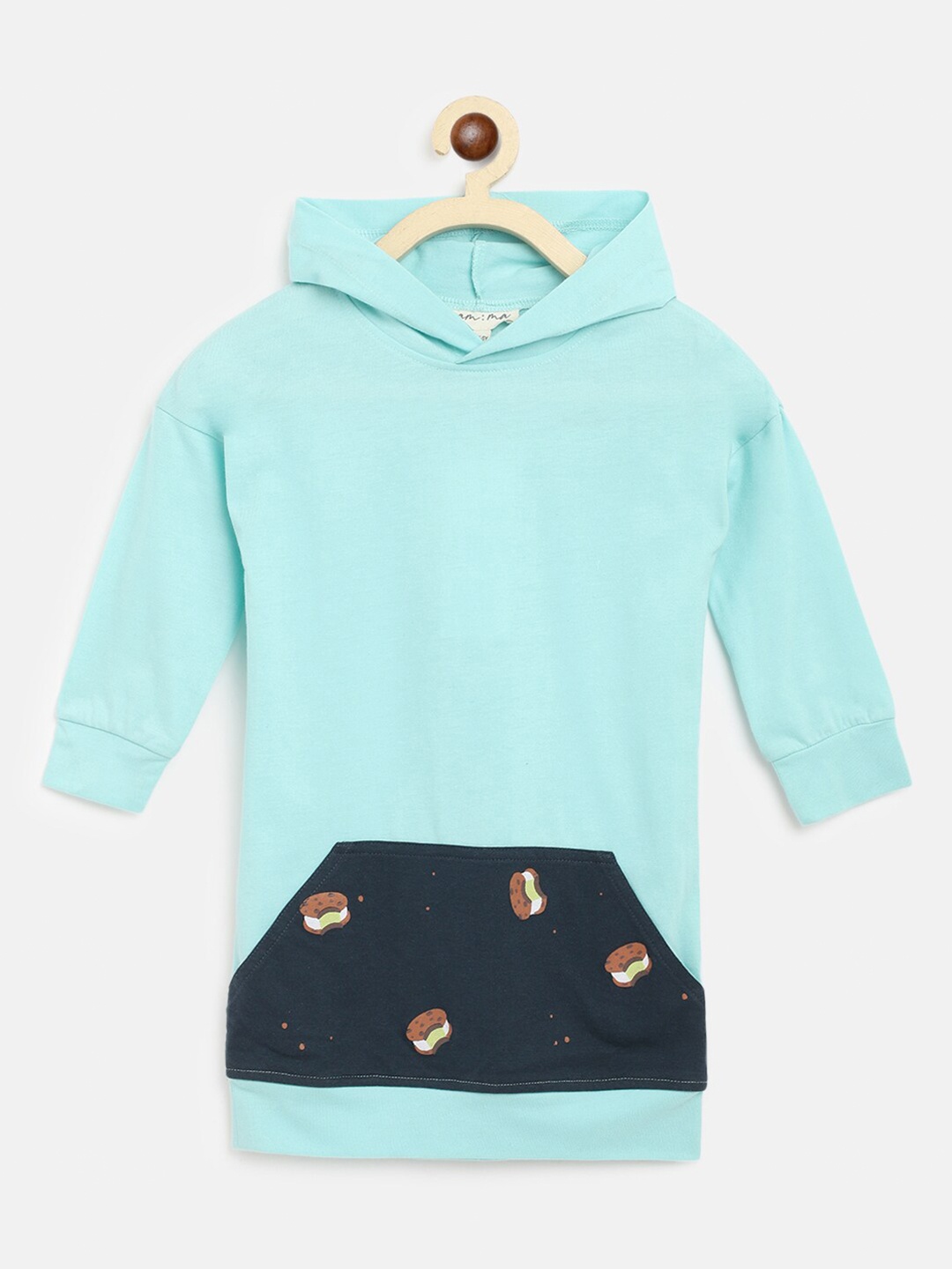 

am ma Girls Blue Solid T-Shirt Dress