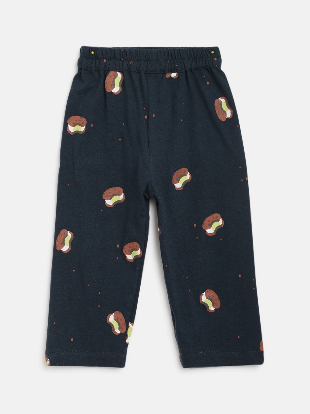 

am ma Girls Green & Brown Printed Cotton Lounge Pants