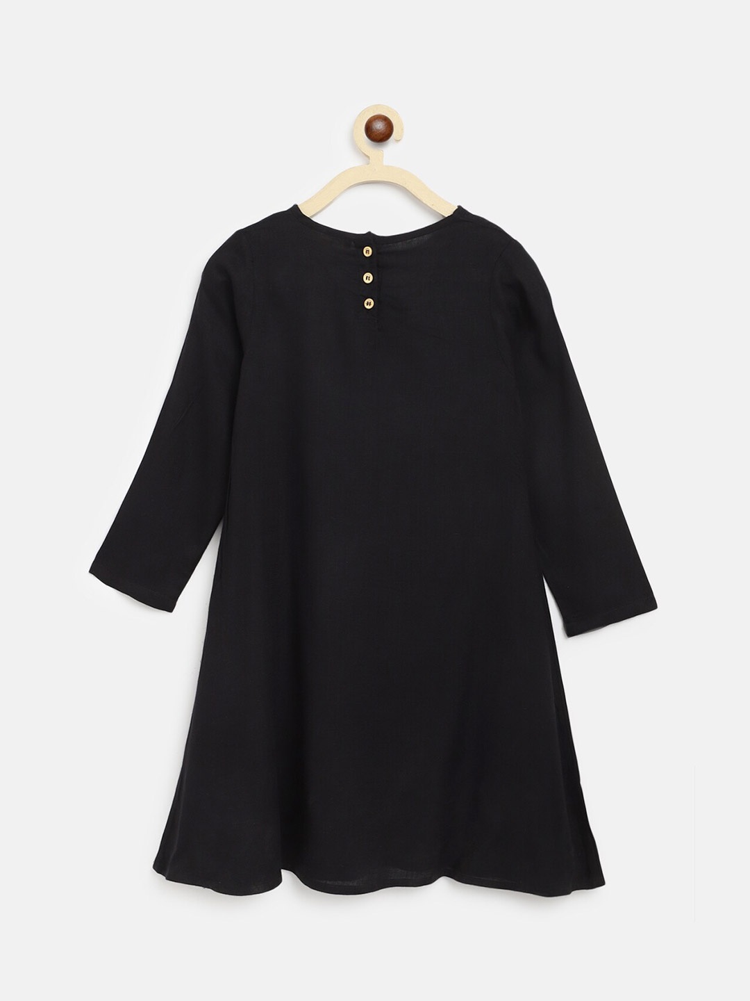 

am ma Girls Black Solid Satin A-Line Dress