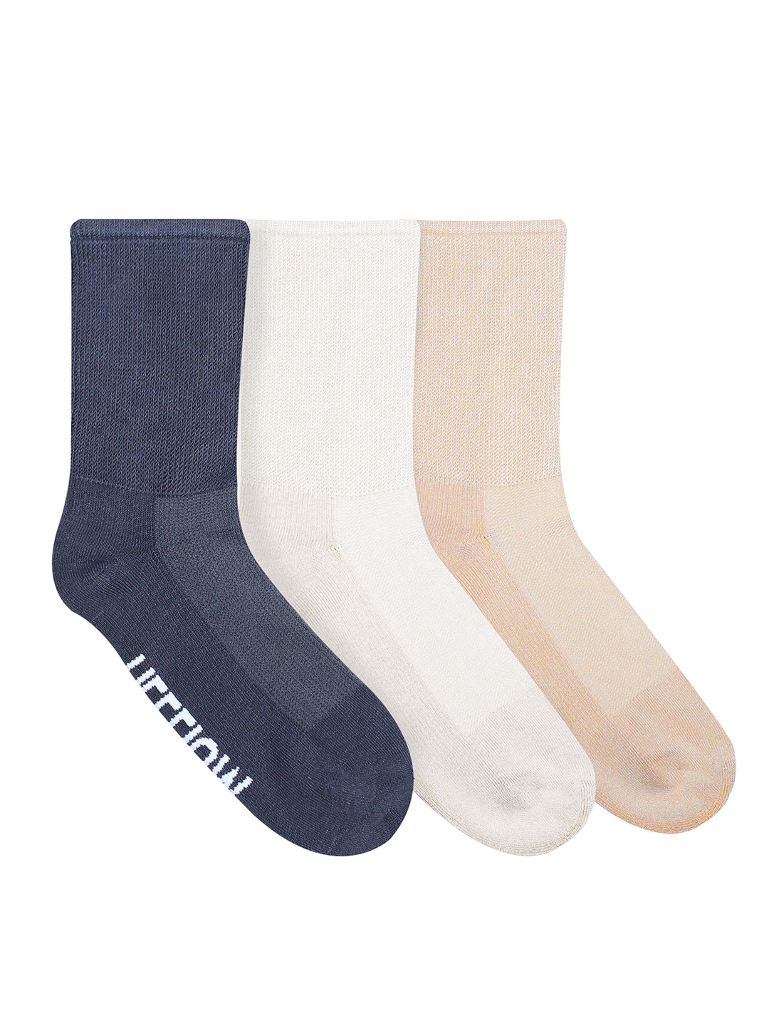 

Heelium Pack Of 3 Solid Calf-Length Socks, Grey