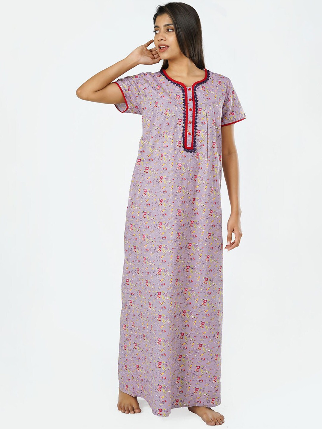 

Maybell Purple Printed Maxi Nightdress