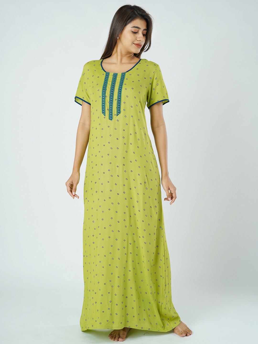 

Maybell Green Printed Maxi Nightdress