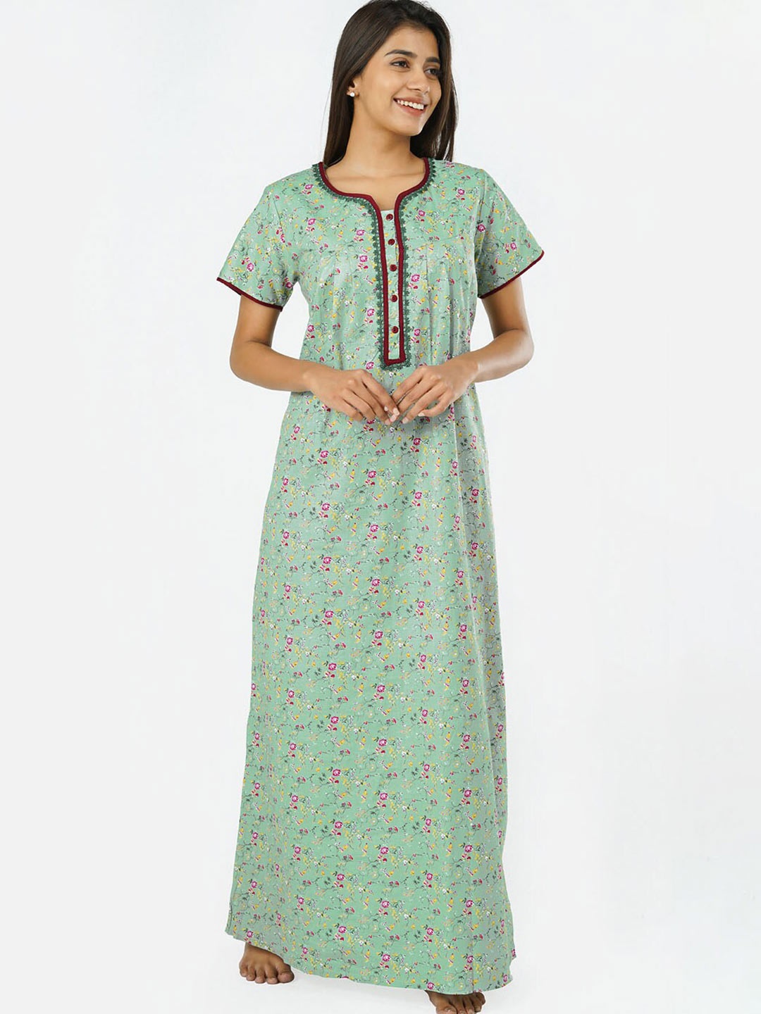 

Maybell Green Printed Maxi Nightdress