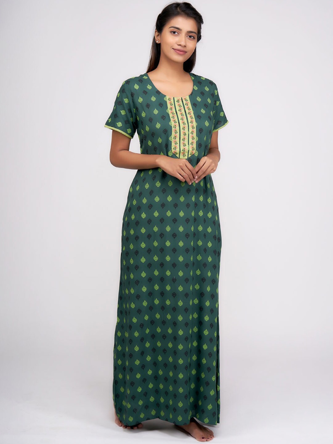 

Maybell Green Printed Maxi Nightdress