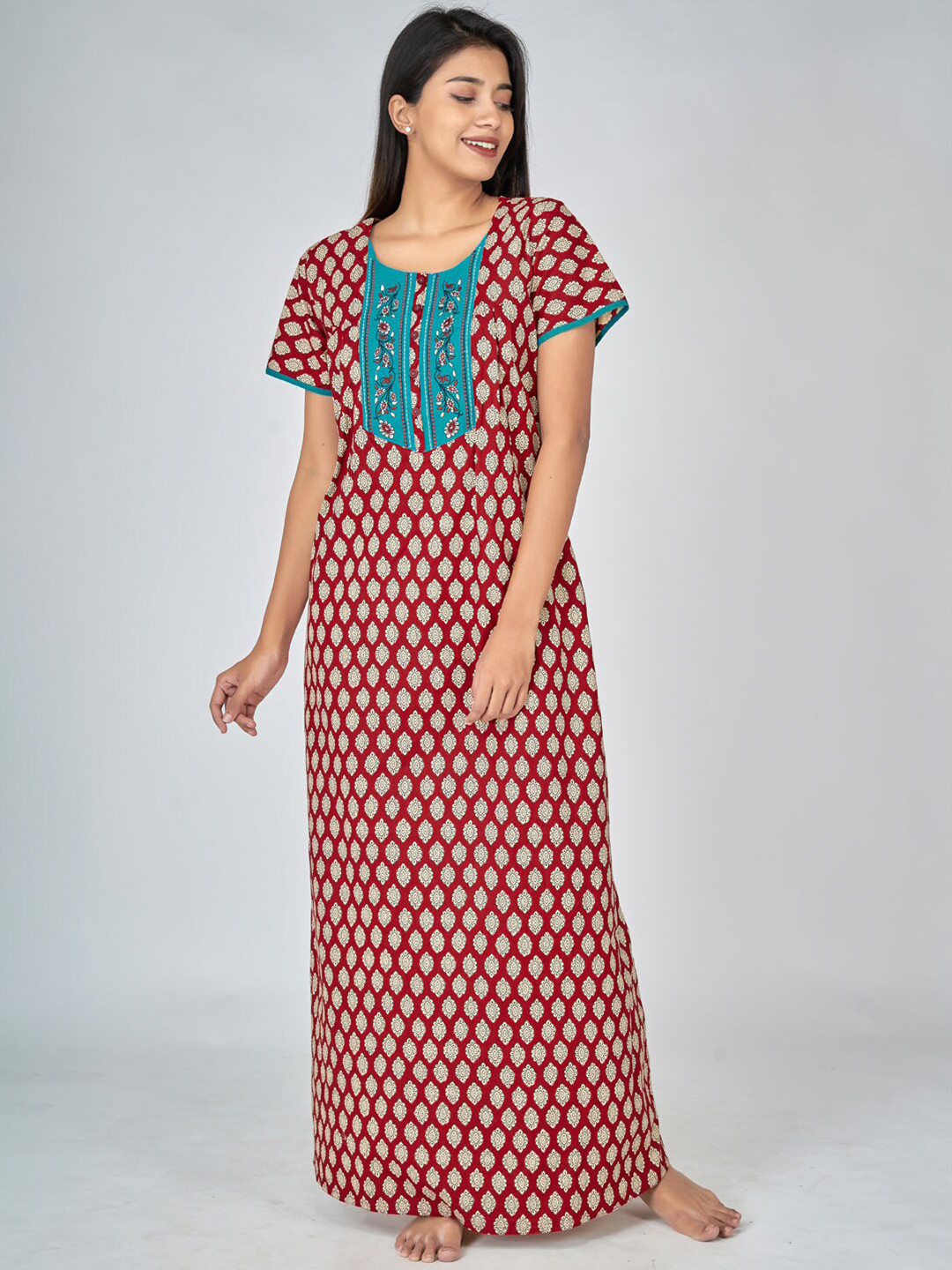 

Maybell Red Printed Maxi Nightdress