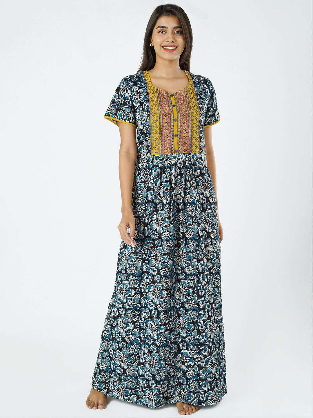 

Maybell Blue Printed Maxi Nightdress