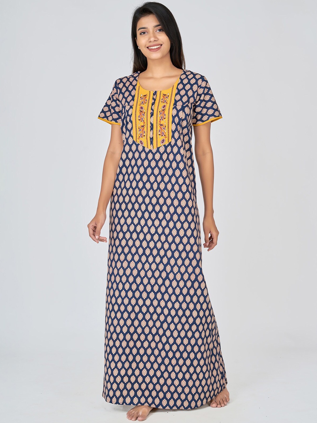 

Maybell Blue Printed Maxi Nightdress