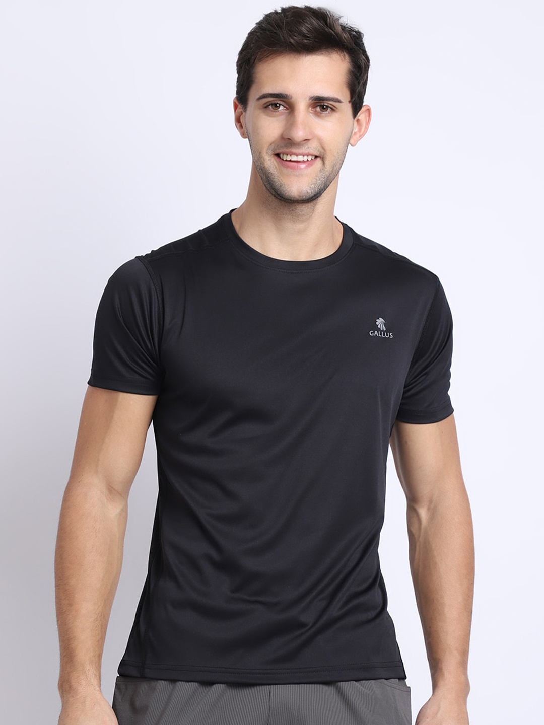 

Gallus Men Black Dri-FIT Training or Gym T-shirt
