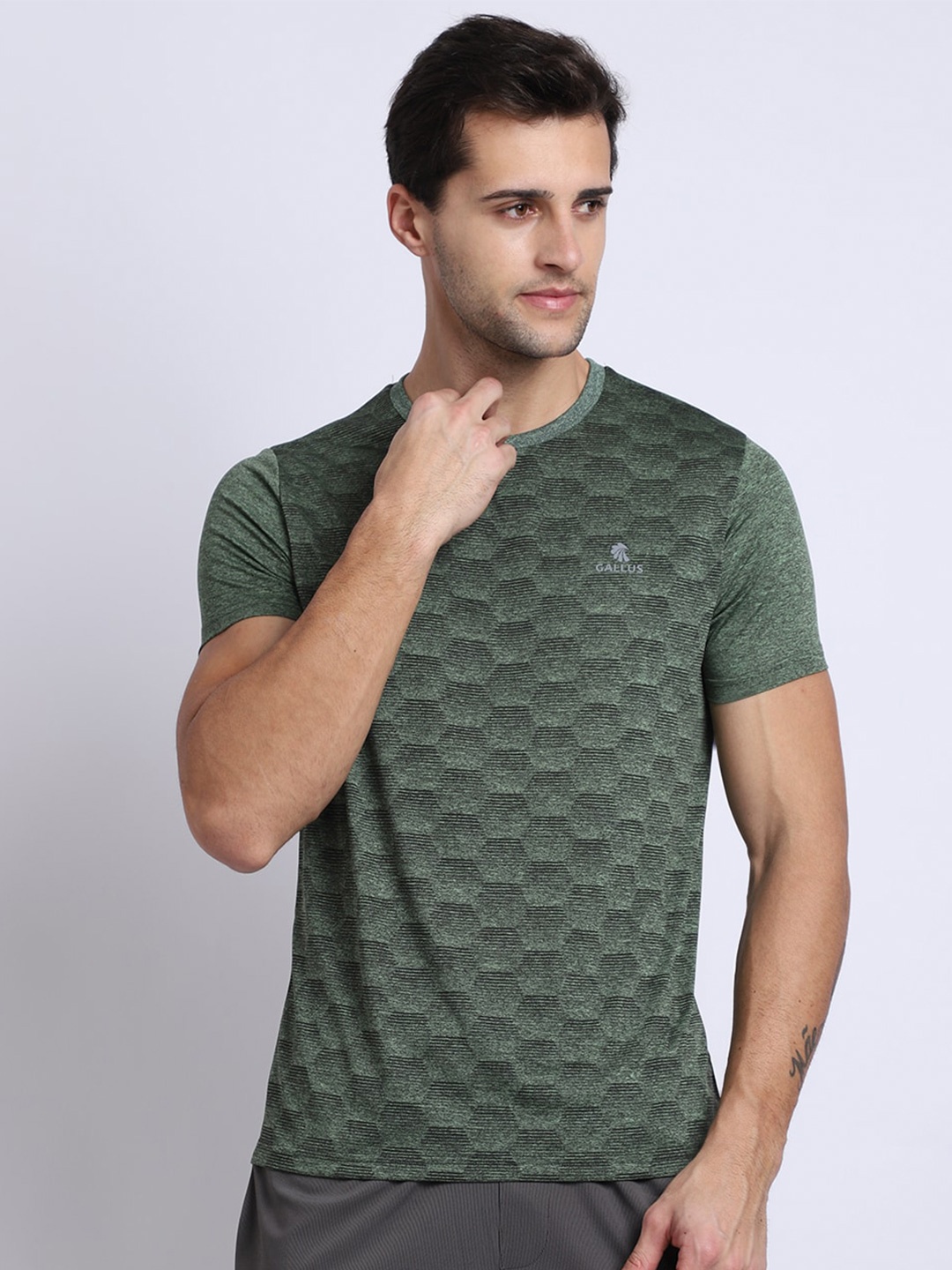 

Gallus Men Green Printed Dri-FIT T-shirt