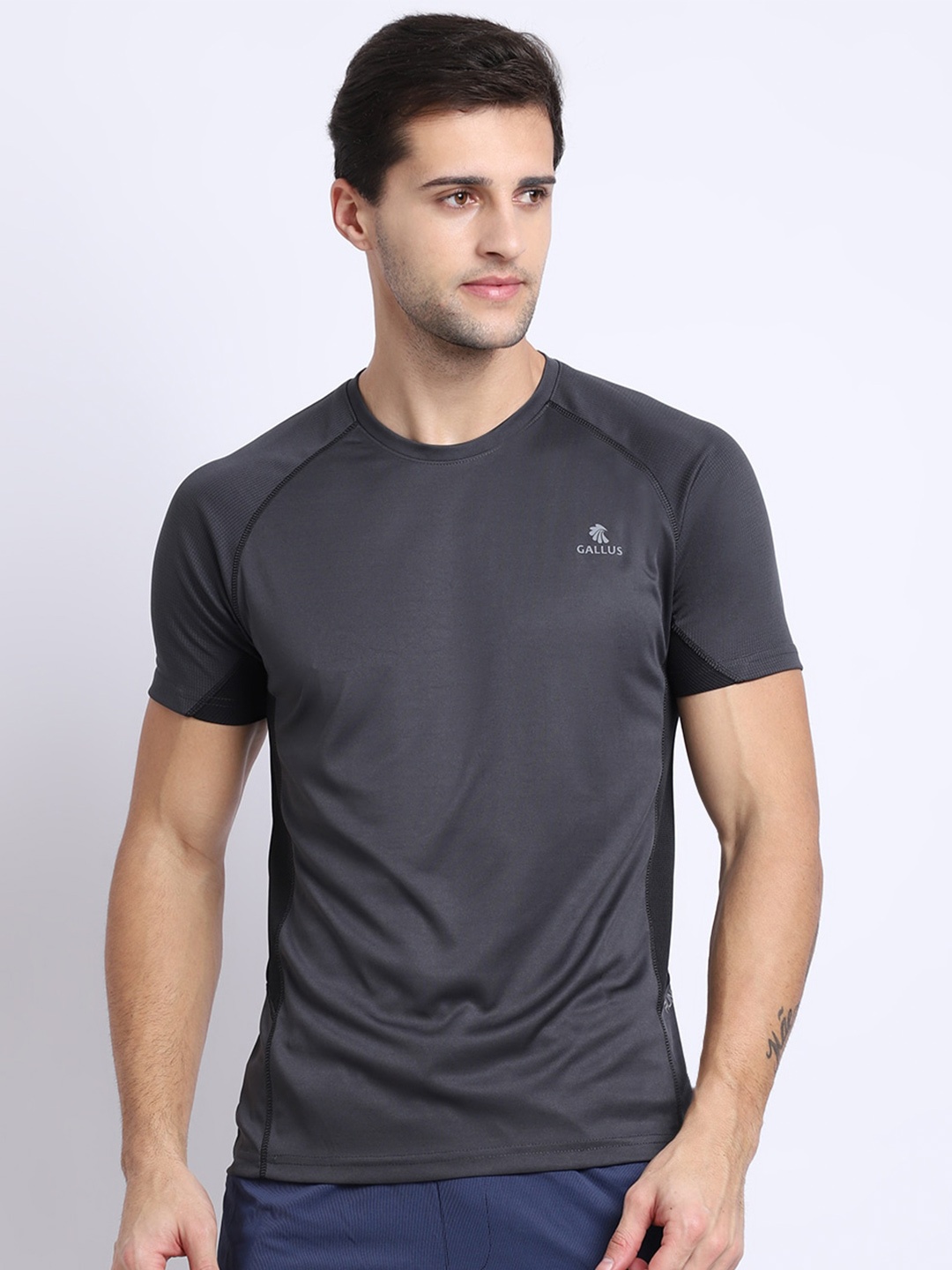 

Gallus Men Grey Dri-FIT Training or Gym T-shirt