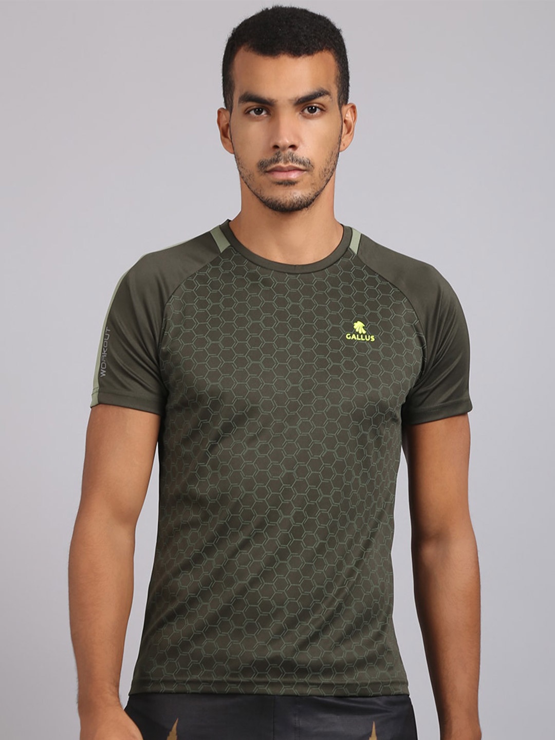 

Gallus Men Olive Green Printed Dri-FIT T-shirt