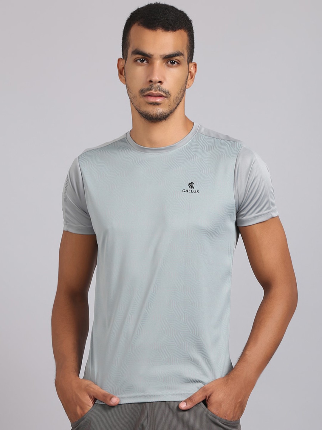

Gallus Men Grey Dri-FIT Training or Gym T-shirt