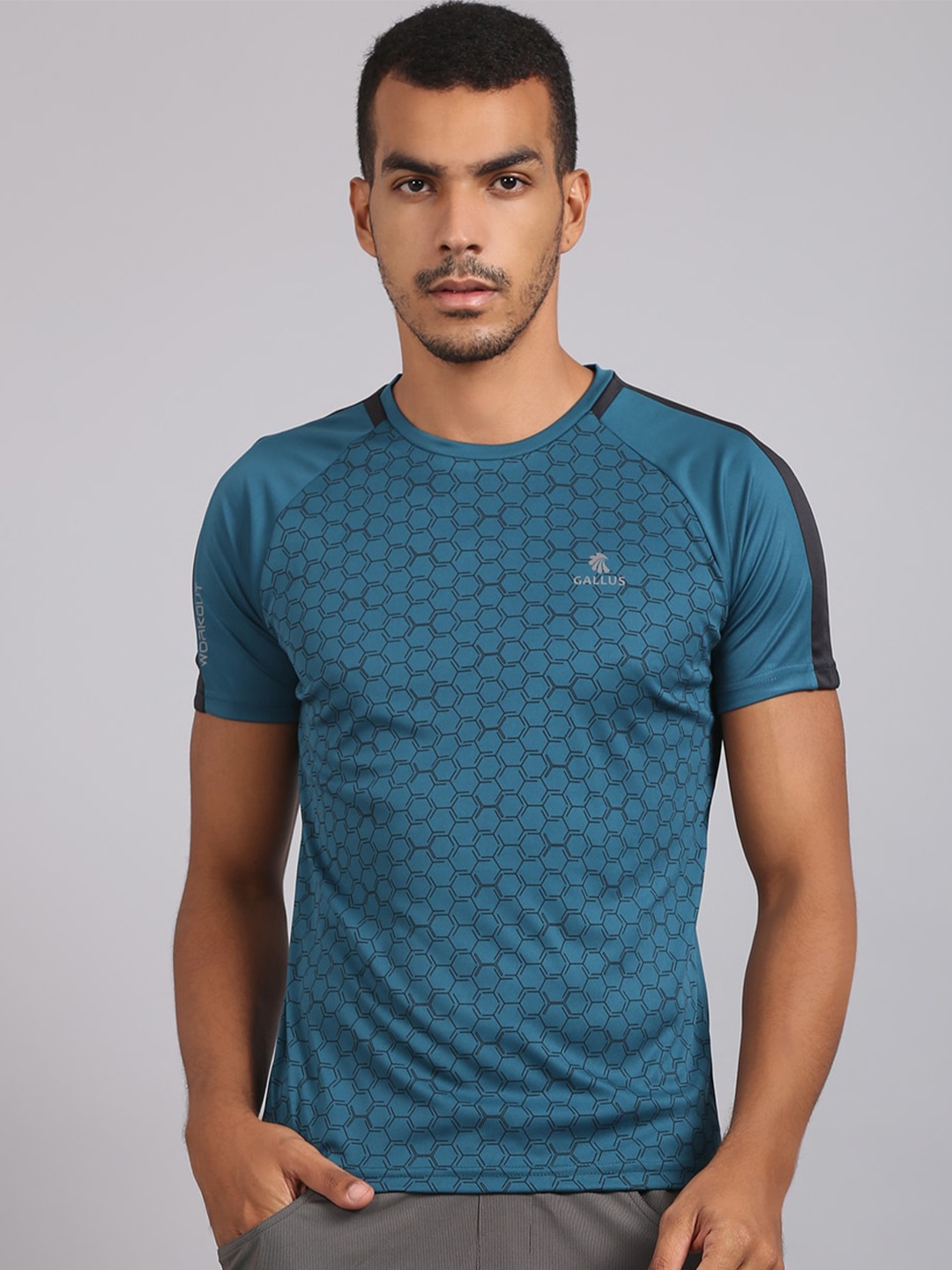 

Gallus Men Blue Printed Dri-FIT T-shirt