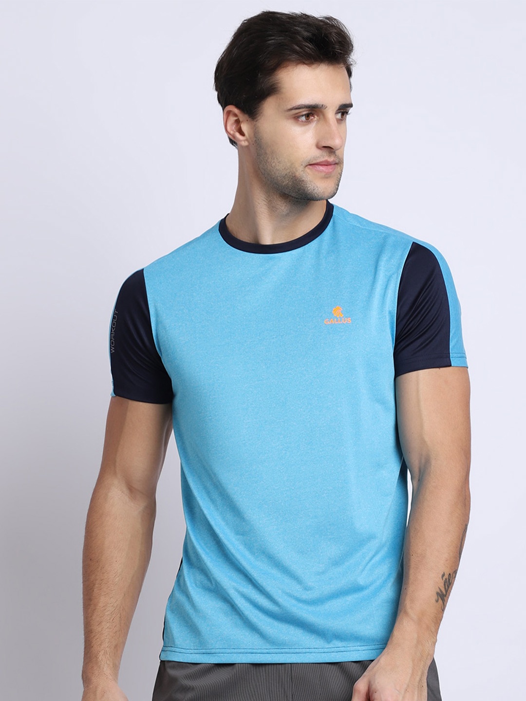 

Gallus Men Blue Colourblocked Dri-FIT T-shirt