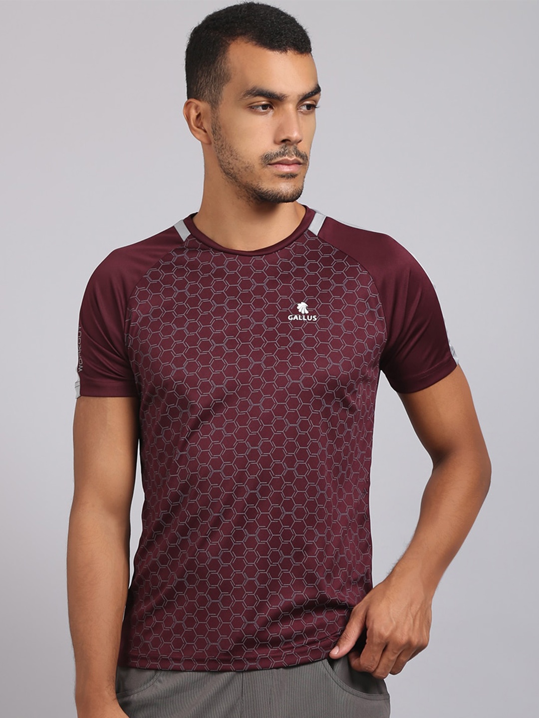 

Gallus Men Maroon Printed Dri-FIT T-shirt