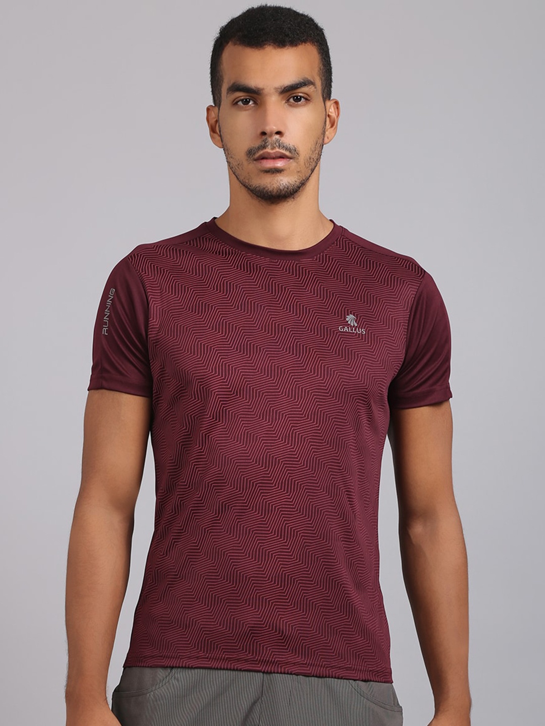 

Gallus Men Maroon Printed Dri-FIT T-shirt