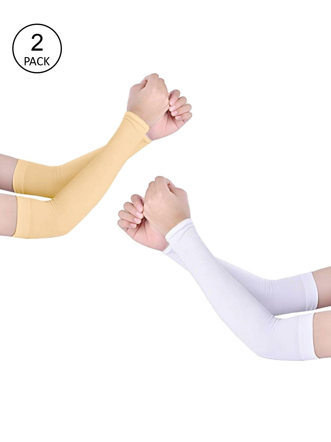 

Kosha Women Pack of 2 Beige & White UV Protected Arm Sleeves