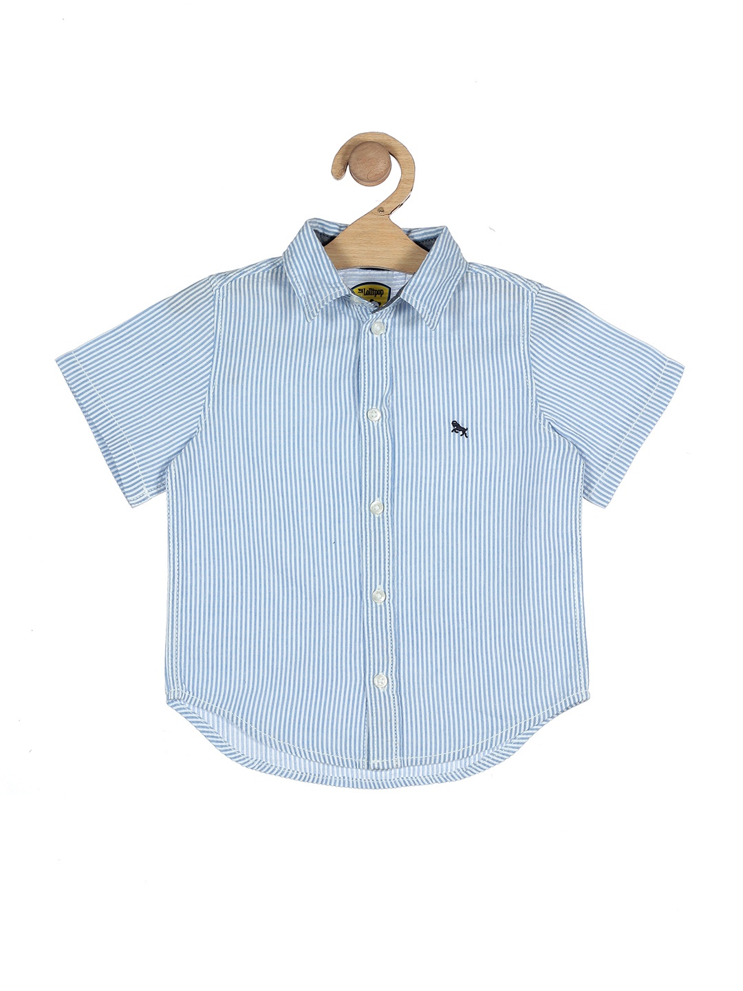 

Lil Lollipop Boys Blue Striped Casual Shirt