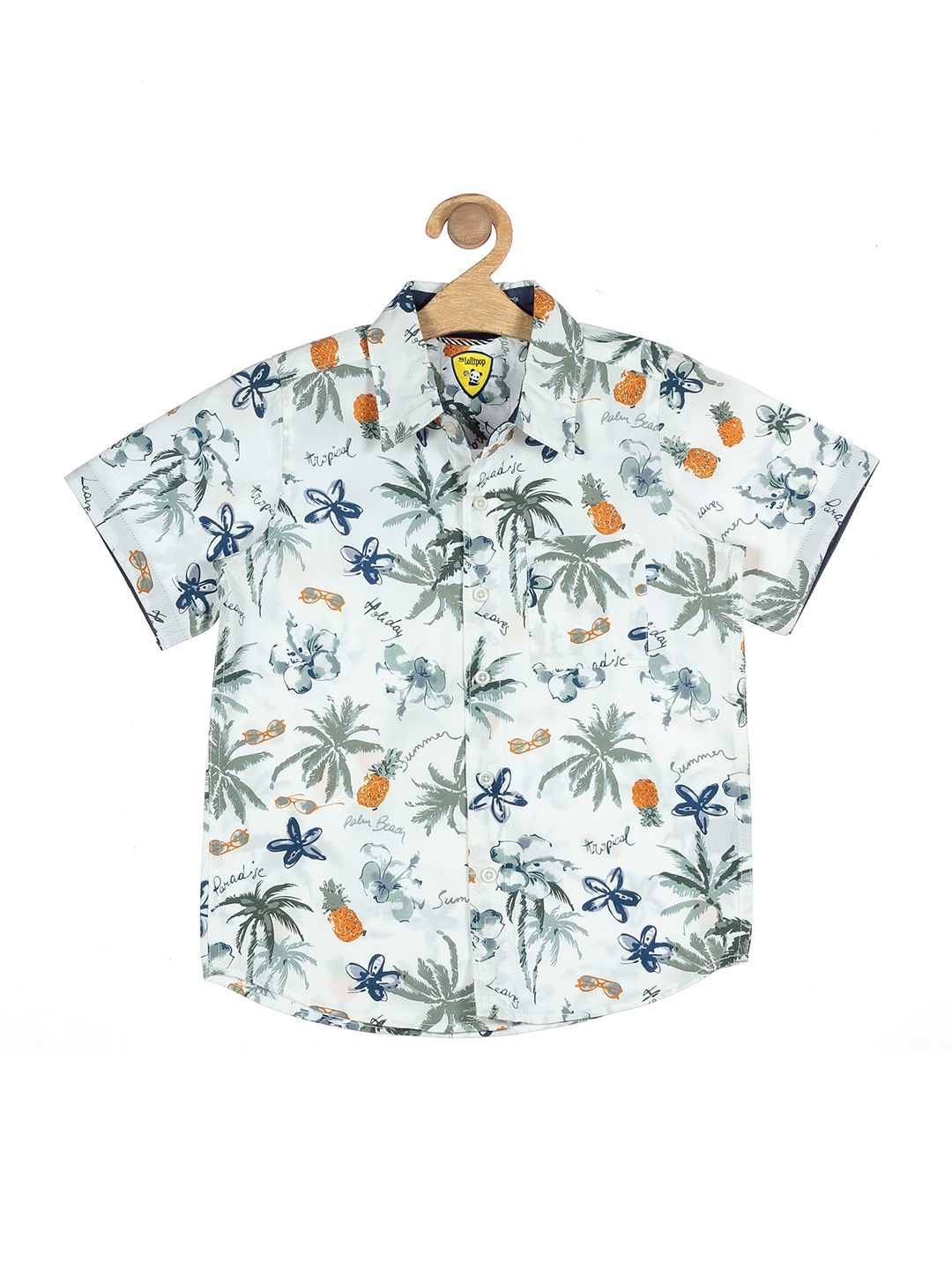 

Lil Lollipop Boys White Tropical Printed Casual Shirt