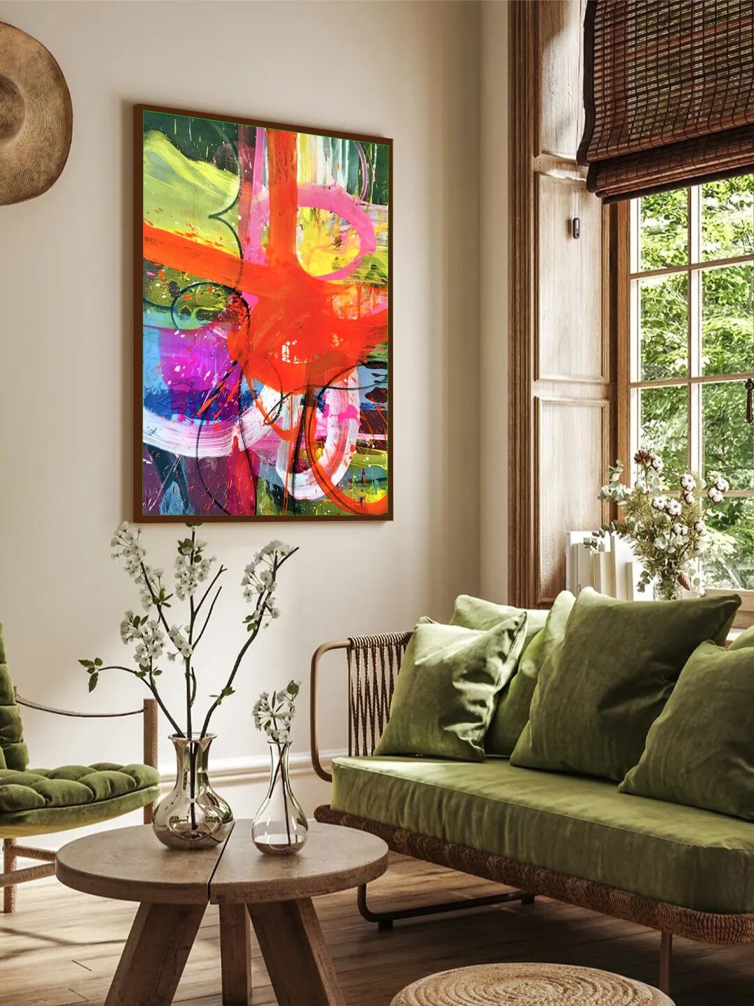 

The Art House Unisex Multi Color Abstract Painting Wall Art, Red