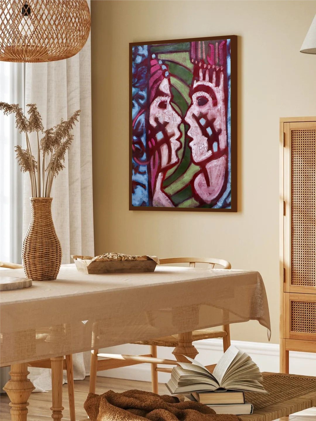 

The Art House Pink & Blue Abstract Painting Framed Wall Art